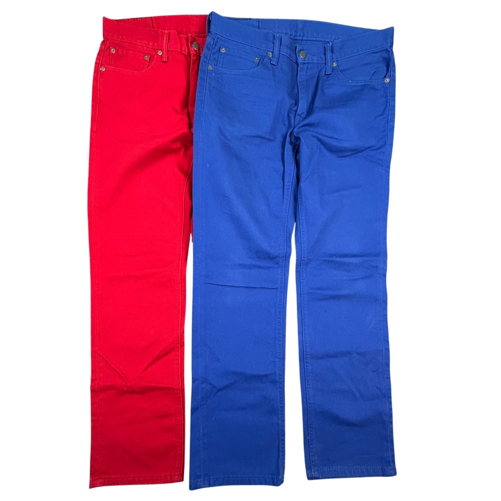Lot of 2‎ Levi's Strauss 541 Athletic Fit Jeans Men 31x32 Blue Red Cotton Blend